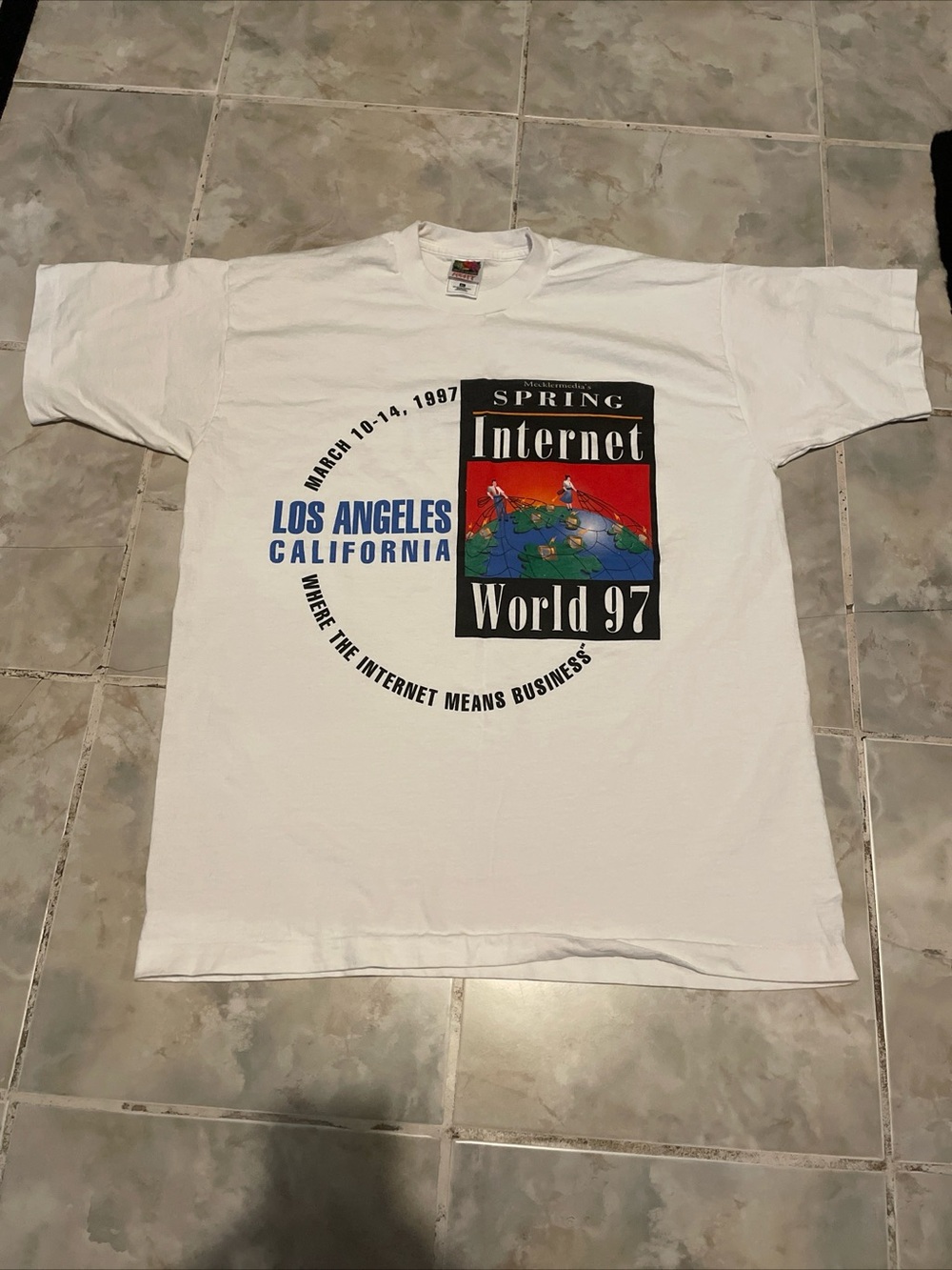 Vintage 1997 INTERNET WORLD TOUR T-Shirt Men’s XL FOTL 90s Computer Tech (CLEAN)
